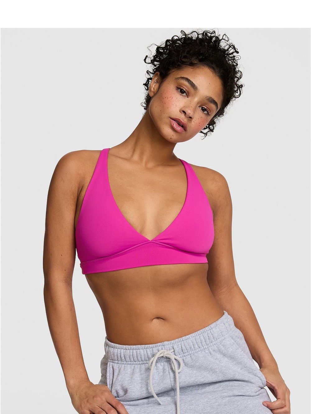 NWT PINK Victoria's Secret Hot Pink Relay Crisscross Plunge Sports Bra Size M